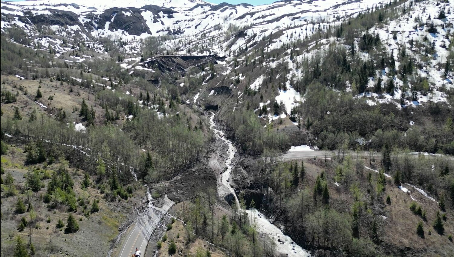 A Sunday night debris slide is blocking the highway to Johnston Ridge, with no estimated time for reopening. 